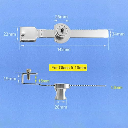 Sliding Glass Door Lock for Reptile Vivarium or Display Cabinet, Zinc Alloy Chrome Finish with 2 Keys for Secure Pet Enclosure and Showcase Protection(4-8mm) - size: 4-8mm