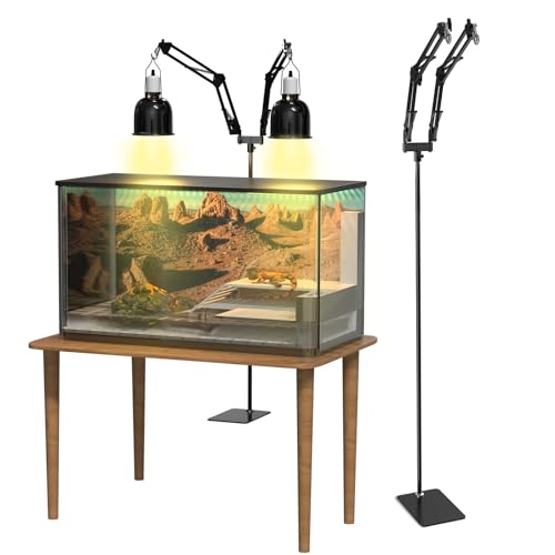 GlowUp 15.7-74.3 inch Dual Reptile Heat Lamp Stand Reptile Light Stand with Two Flexible Brackets, Adjustable Heat Lamp Stand for Terrarium, Snake, Gecko, Lizard, Chicks, Fish Tank - size: Without E26 Lamp Base