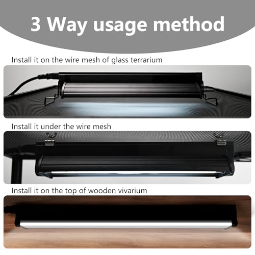 T5 UVB Lighting Combo Kit for Reptiles,8W Light Fixture with Desert 10.0 T5 UVB Light Bulbs Terrarium Hood Heat Lamp for Breaded Dragon,Turtle,Frog,Lizard,Tortoise,Gecko,Snake