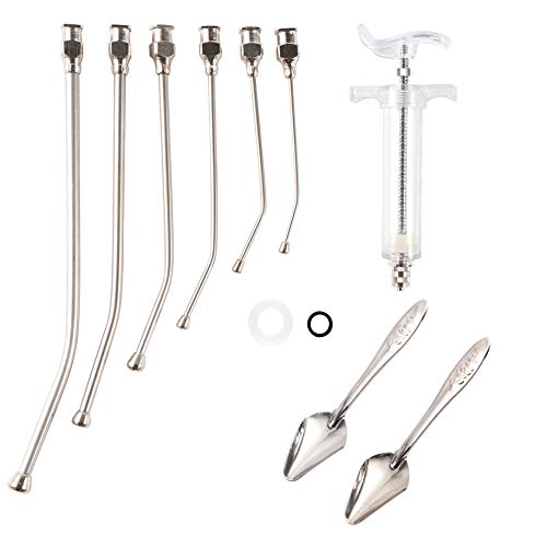 Baby Bird Feeding Syringe Feeding Tubes for Birds Parrot Hand Feeding Syringe with 6 Pcs Curved Gavage Tubes and Stainless Steel Metal Feeding Spoon (20ML) - size: 20ML