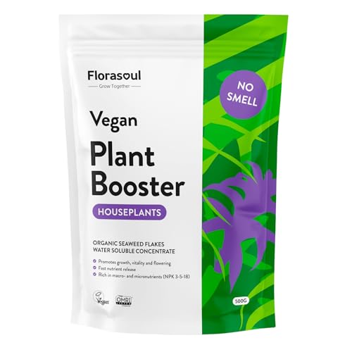 Florasoul® Odorless Indoor Plant Food (1.1lbs for 130Gal) Organic Seaweed Fertilizer for Houseplants - Highly Concentrated Water-Soluble Plant Booster, Over 66 Plant Based Nutrients Pet-Friendly - color: Indoor