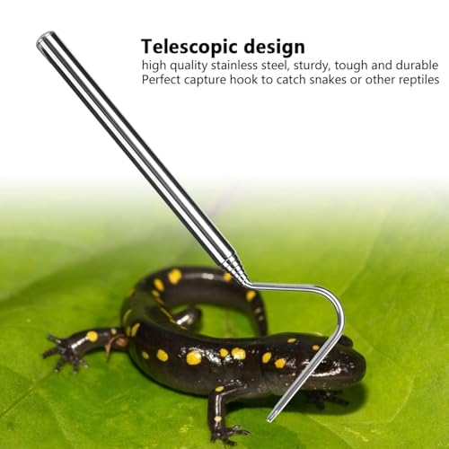 Snake Capture Hook, Stainless Steel Extensible Telescopic Snake Catcher Capture Hook Snake Reptile Catcher(68cm)