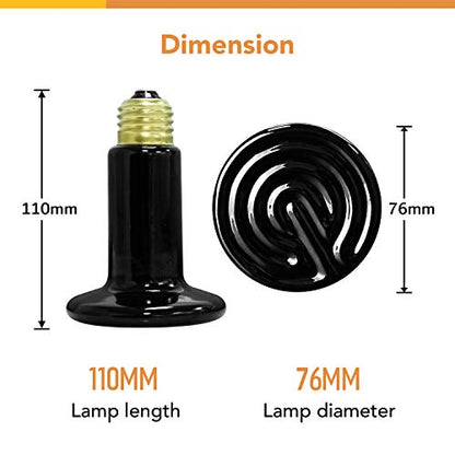 Simple Deluxe 40W Reptile Heat Lamp Bulb No Light Ceramic Heat Emitter Brooder Coop Heater - size: 40 Watts, style: 1 Pack