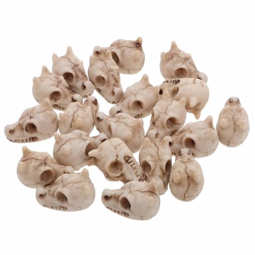 jojofuny 20pcs Resin Mini Dragon Skull Yard Ornaments for Outdoor Garden Lawn Decoration, Small Skull Figurines for Fish Tank and Terrarium, Dragon Head Resin Sculptures