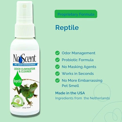 No Scent Reptile Tank Cleaner Spray & Pet Odor Management for Bearded Dragon, Turtle, Lizard Terrarium Freshener (8 Fl Oz / 237 mL) - size: 8 Fl Oz (Pack of 1)