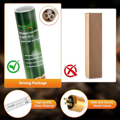 UVB Light for Reptiles Bearded Dragon, 2 Pack T5 UVB Reptile Light UVB Bulb 10.0 39W UVA UVB Reptile Light Bulb Terrarium Light Lamp Tube for Turtle Chameleon Leopard Gecko Snake Tank, 34 Inch - size: T5-34 Inch(2 Pack)