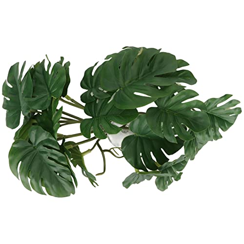 Artificial Palm Plants for Reptile Terrarium, Fun Plastic Turtle Leaf Decoration with Suction Cup, Reptile Plants, Terrarium Decor, Leopard Gecko Hide, Terrarium Jumping Spider Enclosure