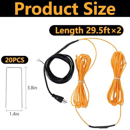 Adnee 59Ft Thermostatic Soil Heating Cable,Rubber Heating Warming Cable with Thermostat and Ground Stakes,Plant Soil Heater Cable for Cold Frame,Graden,Greenhouse Seed Grow - color: 59 Ft