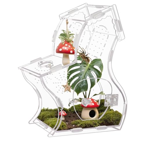 Premium 3mm Acrylic Terrarium for Jumping Spiders & Tarantulas | 5.9"x9.4"x3.5" Tall Arboreal Enclosure with Magnetic Doors & 1mm Micro-Vents | Escape-Proof Habitat for Mantis, Reptiles, Frogs