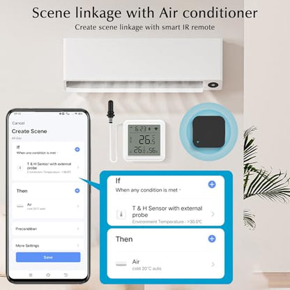 Refrigerator Thermometer, WiFi Freezer App Alert, Free Data Export Freezer Temperature Monitor for Refrigerator, Fish Tank, Pool, Aquarium Accessories, White 2.2 inch with Screen - size: 2.2*2.2in with screen