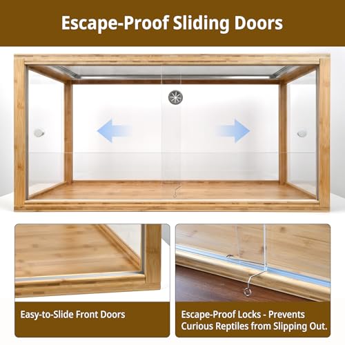 50 Gallon Bamboo Reptile Enclsoure,36"x16"x18" Bearded Dragon Tank Also for Ball Python,Snake,Gecko,Turtle with Sliding Door Top Screen Ventilation,Stackable Large Reptile Terrariums - size: 36"x16"x18"