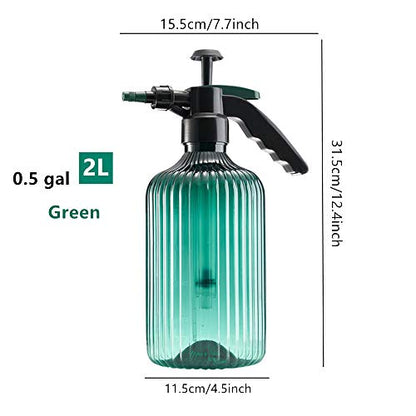 Garden Watering Can, Plant Mister, Pump Sprayer, Hand Pressure Sprayer, 2 Liters Pump Spray Bottle for Plants, Garden, Cleaning Work (Green)