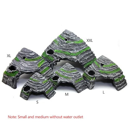 Reptile Box Shelter Terrarium Hideout Caves Turtle Ramp Basking Platform Habitat Decor Humidify Hide Cave Resin Rock - size: L