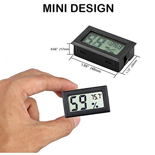Mini Thermometer Hygrometer, Small Digital Electronic Temperature Humidity Meters Gauge Indoor LCD Display Fahrenheit for Humidors, Greenhouse, Garden, Cellar, Fridge, Mason Jar (5)