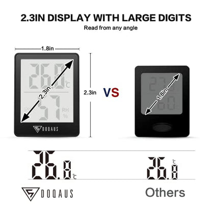DOQAUS Digital Hygrometer Indoor Thermometer Humidity Meter Room Thermometer with 5s Fast Refresh Accurate Temperature Humidity Monitor for Home, Bedroom, Baby Room, Office, Greenhouse, Cellar (Black) - color: Black