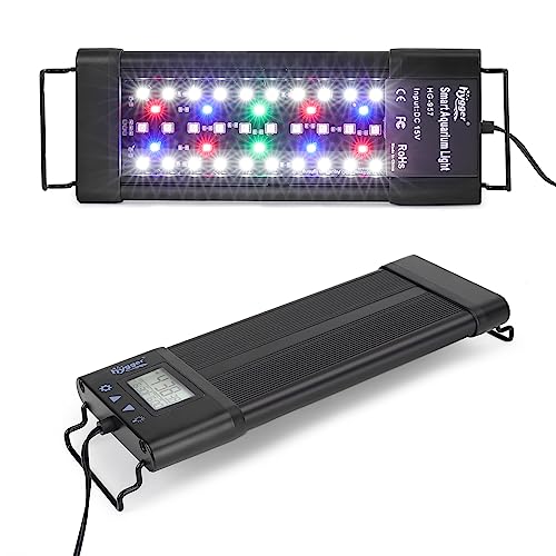 hygger Aquarium Programmable LED Light, for 12~18in Long Full Spectrum Plant Fish Tank Light with LCD Setting Display, 7 Colors, Sunrise Sunset Moon and DIY Mode, for Novices Advanced Players - size: 20W - 12in~18in