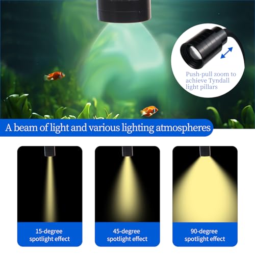 Mini Clip On Aquarium Light Small Dimmable Fish Tank Light USB Spotlight with 3 Light Modes 10-Level Brightness for 1 to 3 Gallon Tanks (Adapter NOT Included) - size: Clip Light With Dimmer