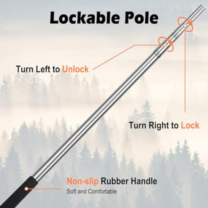 Kalkal Snake Grabber Tool, 62” Professional Aluminum Alloy Telescopic Rattle Snake Tongs, Reptile Grabber Snake Catcher Wide Jaw Handling Tool with Lock