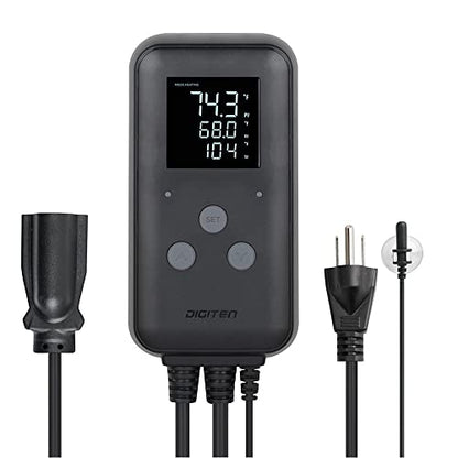 Greenhouse Temperature Controller Digital Waterproof Thermostat for Home Brewing, Fermentation, Breeding, Incubation, Terrarium, Heating & Cooling, 110V 10A 1100W