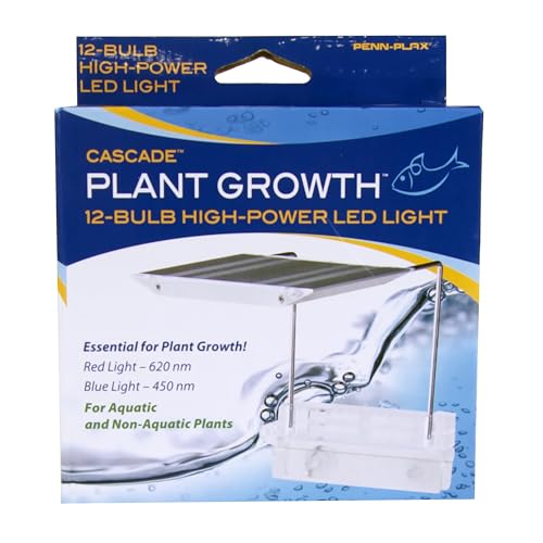 Penn-PLAX Cascade Plant Growth LED Clip-On Light for Rimless Aquariums – Great for Aquatic and Non-Aquatic Plants – 12-Bulb Multicolor