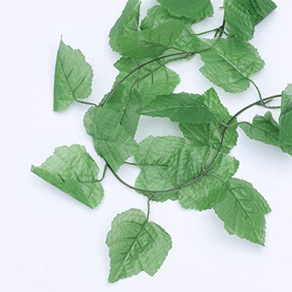 Reptile Plastic Plants Terrarium Decor Hanging Silk Leaves,Artificial Lifelike Vines Decorations for Bearded Dragons,Lizards,Geckos,Snake Breeding Box and Fish Tank (2 Strands)