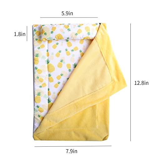 Reptile Sleeping Bag with Pillow and Blanket, Soft Warm Bearded Dragon Bed with Pineapple Pattern, Reptile Accessories for Bearded Dragon,Lizard,Leopard Gecko and Small Pet Animal