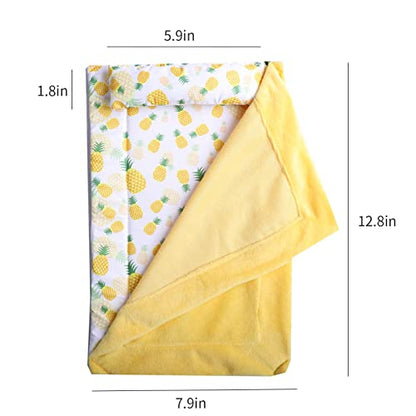 Reptile Sleeping Bag with Pillow and Blanket, Soft Warm Bearded Dragon Bed with Pineapple Pattern, Reptile Accessories for Bearded Dragon,Lizard,Leopard Gecko and Small Pet Animal