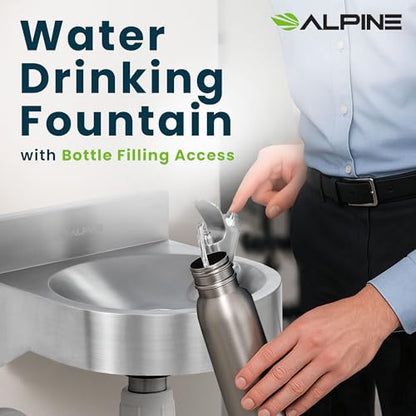 Alpine Water Drinking Fountain Wall Mounted - Commercial Hydration Station for Indoor & Outdoor in School, Parks, Courts & More (Stainless Steel)