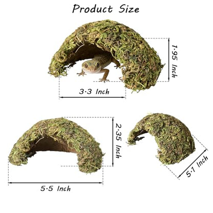 Reptile Hide Coconut Leopard Gecko Hide Humid Crested Gecko Tank Accessories Natural Moss Snake Hideouts for Bearded Dragon,Tortoise,Frog