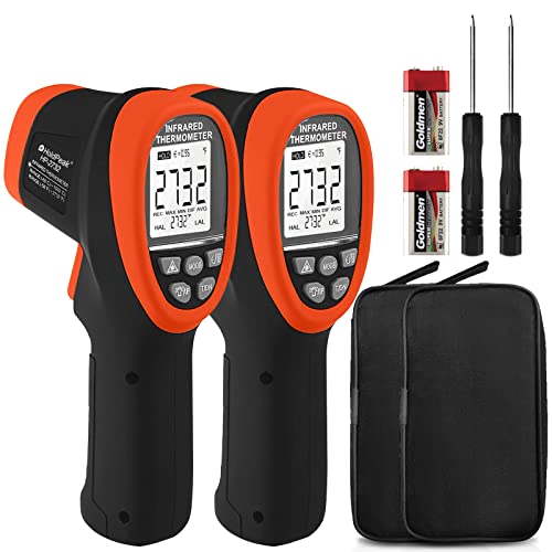 Infrared Thermometer(2PCS), HOLDPEAK HVAC Laser Temperature Gun -58℉~2732℉(-50℃~1500℃), D:S=30:1 Non-Contact Professional IR Pyrometer HP-2732, Backlit, for Casting Metallurgy (Not for Human), Orange - color: 2PCS-HP-2732-ORANGE(-50~1500℃)