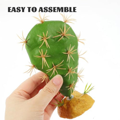 jojofuny Artificial Reptile Terrarium Plants Cactus Decor for Amphibian Habitat, Fake Plastic Reptile Tank Accessories for Landscape and Habitat Decoration