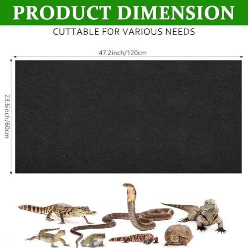 2 PCS Reptile Carpet Terrarium Floor Liner Bedding Substrate Washable Reptile Cage Mat Tank Accessories Pet Mat for Lizard Bearded Dragon Snake Tortoise Leopard (24''×47'')