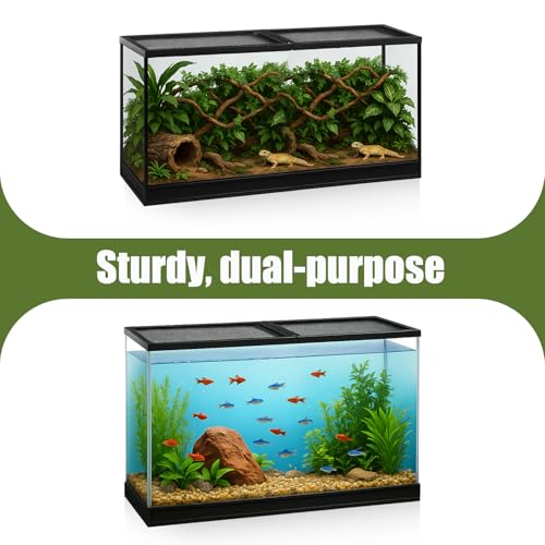 Landhoow 55 Gallon Screen Cover for Hinged Door Pet Reptile Terrarium Screen Cover Large Reptile Terrarium Fish Tank Lid with Center Hinge - size: 55 Gallon
