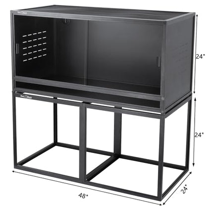 Reptile Enclosure Stand Bundle: Elevate Your Habitat - Includes Stand and Extra Enclosure for a Complete Elevated Setup 48 inches Width(Black) - color: Black, size: L-48''-Stand with enclosure