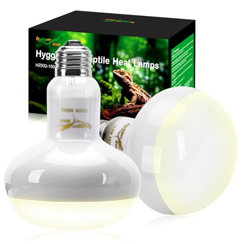 Reptile Heat Lamp Bulbs 150W (2-Pack) – Efficient Heating & Simulated Sunlight Basking Light for Amphibians, Bearded Dragon, Lizard, Turtle, Chicken – E26 Base - color: White, size: 150W