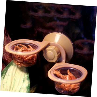 BESPORTBLE 2pcs Wall-Mounted Lizard Feeding Basin Automatic Reptile Pet Feeder Water Dish for Reptiles Like Gecko Snake Turtles Safe Material