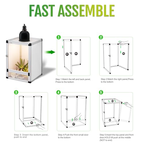 Hybrid Reptile Cage Toxirium 18"x18"x36" with Aluminum Frame, PVC Side & Back Panels, Two Interchangeable Screen & Acrylic Front Doors, Ventilated Top Screen, Ideal for Chameleon, Lizards, Frogs