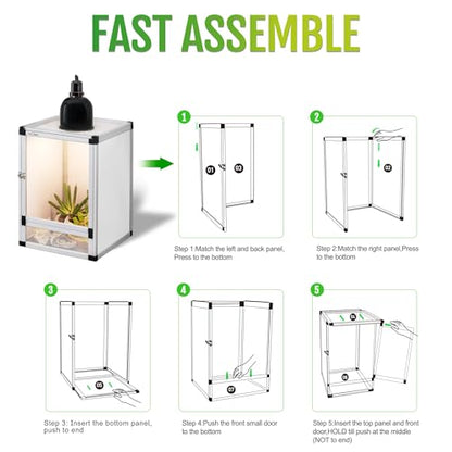 18x18x36 Hybrid Reptile Cage, Tall PVC & Screen Enclosure with Aluminum Frame and Dual Acrylic & Mesh Doors, Ventilated Terrarium for Chameleon and Arboreal Reptiles (2, White) - color: white