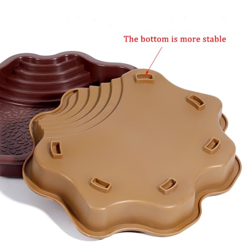 Extra Large Reptile Bathing Pool Reptile Feeding Dish Water Bowl with Ramp Aquarium Ornament for Gecko, Snake, Turtle, Bearded Dragon, Lizard Bath (Brown-Yellow) - color: Brown-yellow