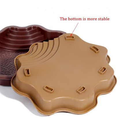 Extra Large Reptile Bathing Pool Reptile Feeding Dish Water Bowl with Ramp Aquarium Ornament for Gecko, Snake, Turtle, Bearded Dragon, Lizard Bath (Brown-Yellow) - color: Brown-yellow