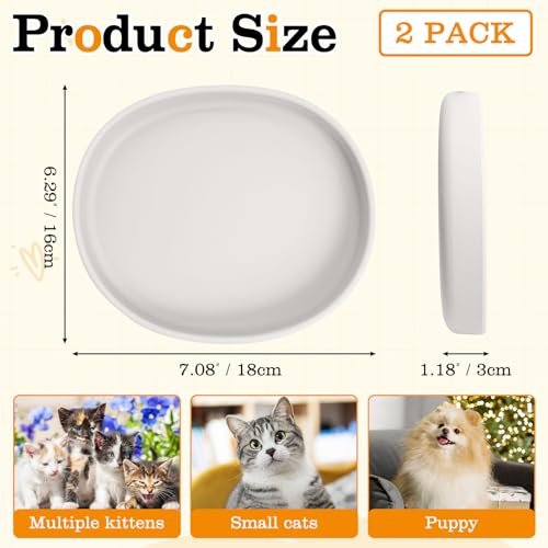 Silicone Dog Food Plate Shallow Dog Bowl Flat Cat Dish Small Puppy Plates for Small Dogs and Cats Whisker Fatigue Pet Feeding Bowls for Dry and Wet Food (Light Brown) - color: 2 Pcs - (Light Grey)