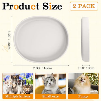 Silicone Dog Food Plate Shallow Dog Bowl Flat Cat Dish Small Puppy Plates for Small Dogs and Cats Whisker Fatigue Pet Feeding Bowls for Dry and Wet Food (Light Brown) - color: 2 Pcs - (Light Grey)