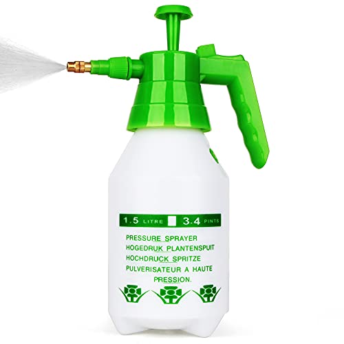 Garden Pump Sprayer,68oz/34oz Hand-held Pressure Sprayer Bottle for Lawn with Safety Value&Adjustable Nozzle, for Watering,Spraying Weeds,Home Cleaning and Car Washing,0.5 Gallon - size: 51oz
