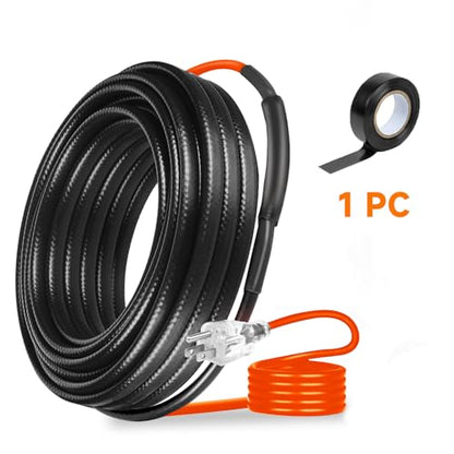6FT Heating Cable for Metal and Plastic Home Pipes, Energy-efficient, Heat Tape for Water Pipes, Pipe Freeze Protection, Keeps Water Flowing at -40℉, 120V (6FT) - size: 6FT