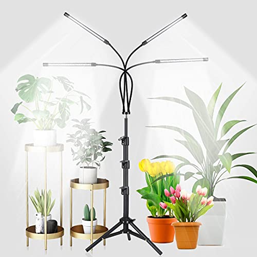 GHodec Grow Light with Stand, 5500K Full Spectrum Gooseneck Floor Plant Light for Indoor Plants Growing,5 Dimmable Levels & Auto On/Off Timer,Tripod Stand Plant Lamp Height Adjustable - size: 100Watts