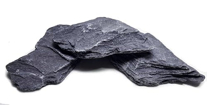 Natural Slate Stones 8 to 10 Inches - USA Sourced and Packaged for Aquascaping Aquariums, Terrariums, Paludariums, Reptile Enclosures, and Gardens (8-9 lbs)
