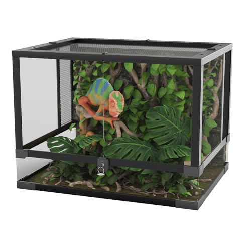 Reptile Terrarium 36" x 18" x 18" Large Glass Reptile Tank, Reptile Glass Terrariumm with Front Opening Door and Top Screen Ventilation Easy Assembly Reptile Habitat Tank for Lizard Tortoise Snake - size: 36" x 18" x 18"