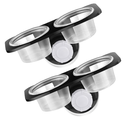 Cabilock Reptile Feeding Bowls with Suction Cups, Double-Compartment Plastic Water and Food Dishes for Lizards and Geckos, Stable Terrarium Feeder Set for Reptile Supplies, 2 Pieces