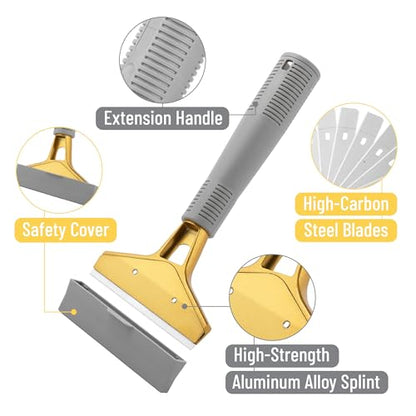 Bates- Razor Blade Scraper Set, 2 Pack, 1.5" & 4" Razor Scraper Tool with 20 Extra Carbon Steel Blades, Window Scraper Blades, Glass Scraper for Windows, Paint Scraper Blade Scraper for Cleaning