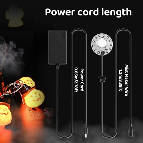 Mxmoonant 350ml/H Ultrasonic Mist Maker Fogger Metal 12 LED Lights Mister with Removable Splash Guard & Ceramic Discs for Water Fountain Pond Pot Rockery Sink